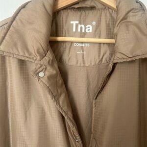 Aritzia TNA Long Coaches Jacket in Latte